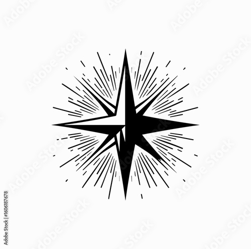 Christmas Star Silhouette in Night Sky – Holy Minimal Vector