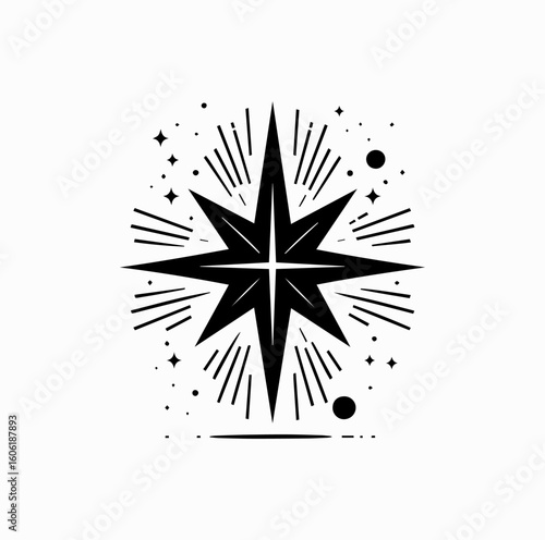 Christmas Star Silhouette in Night Sky – Holy Minimal Vector