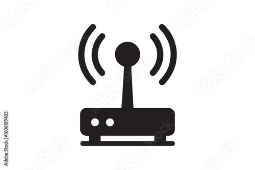 Router icon silhouette vector with white background