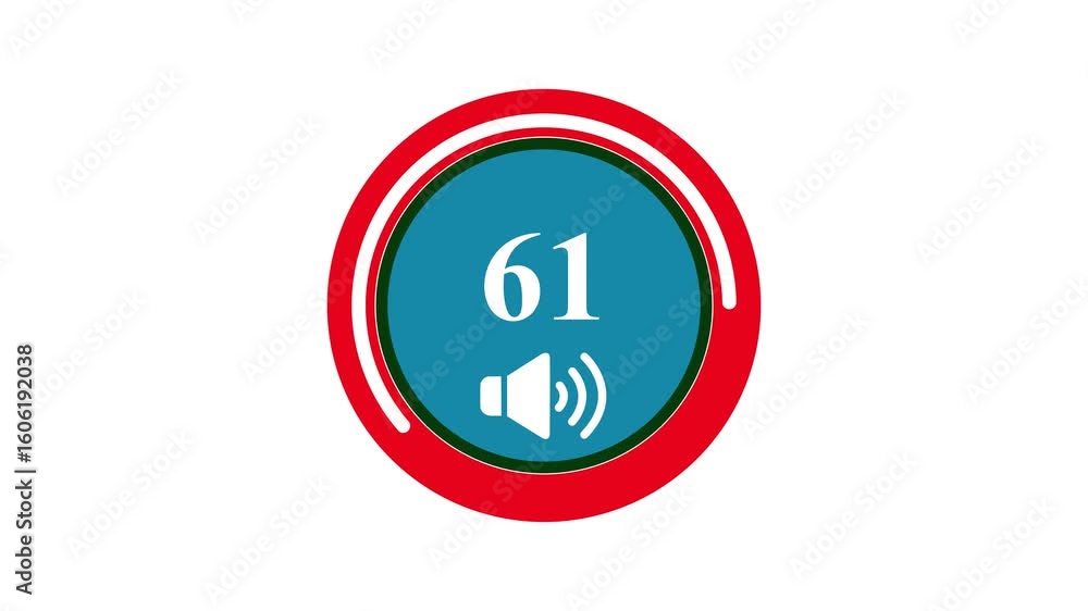 Abstract audio Volume Indicator animation. Volume Control Display Showing Level 61. Abstract audio Volume Indicator animation. Volume Control Display Showing Level 61.