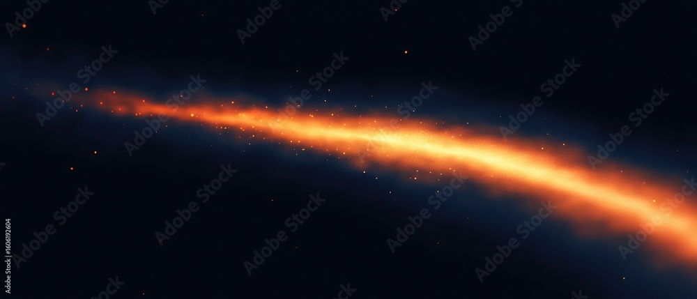 Fototapeta premium Fiery Streak with Particles on Dark Backdrop, Abstract Blaze Effect, Streaks of Light