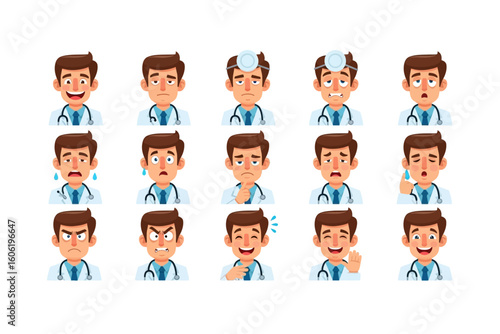 Medical Doctor Character Emotions Set