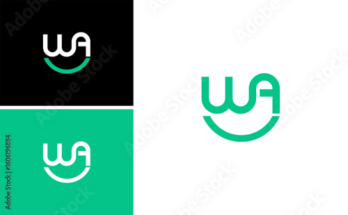 Initial WA Orthodontic Logo Vector Design with Tooth Smile Symbol for Dental Clinic Brand Identity Modern Minimal Monogram Concept Elegant Font Graphic Illustration Medical Template