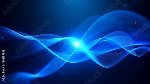 Abstract blue background with flowing lines and dynamic wave pattern