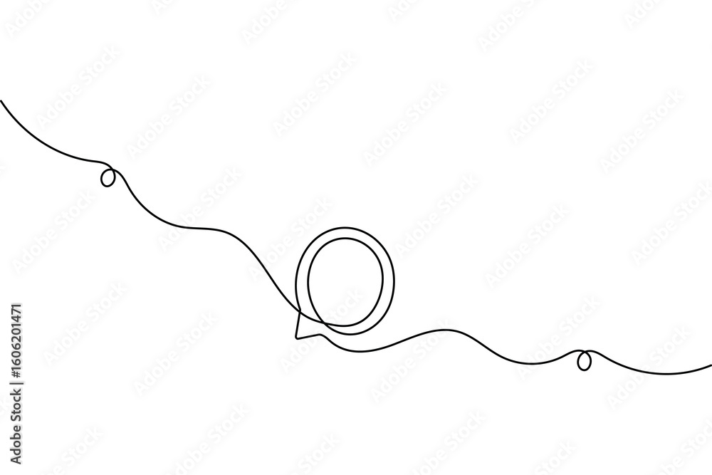 Obraz premium Speech bubble outline minimalist one line art vector isolated drawing for modern design 