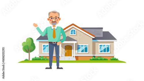 Real estate agent presenting home for sale property investment house hunting and homeownership opportunities