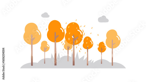 Autumn forest trees vector illustration landscape background nature fall season foliage october scenic park scene