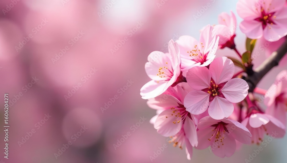 Fototapeta premium Delicate pink sakura blossoms in full bloom, forming a repeating pattern , background, texture