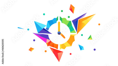 Abstract colorful clock time management concept vector illustration design for business and art work