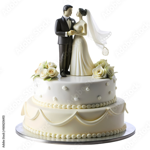 Elegant TwoTier Wedding Cake with Bride and Groom Figurines Perfect for Wedding Planning