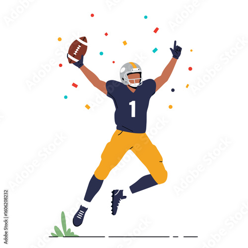 Vector American Football Player Celebrating Victory