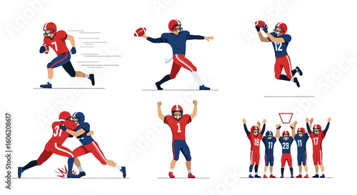 Vector Illustration of American Football Players in Action
