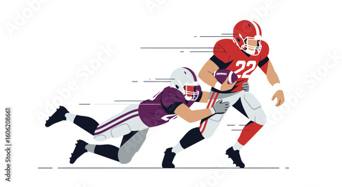 American Football Action: Running Back vs. Tackle