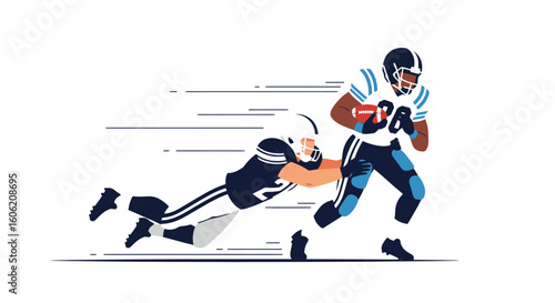 Gridiron Rush: Vector Illustration of American Football Action