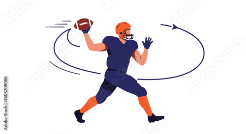 Quarterback Throwing Football with Motion Trails