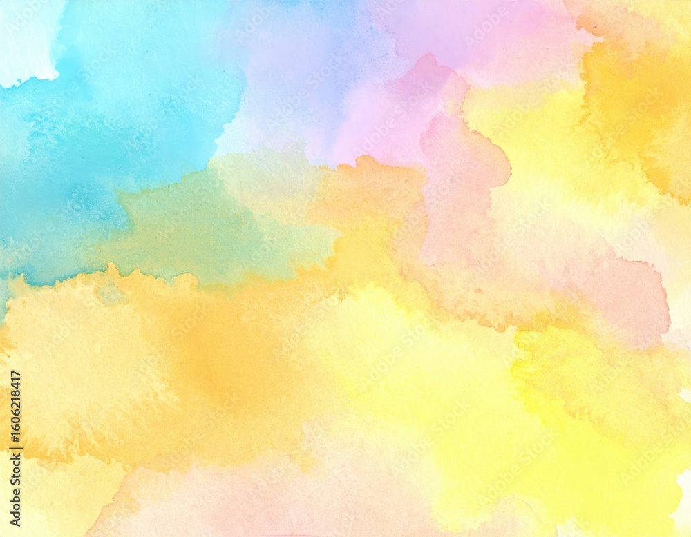 Pastel Watercolor Wash Abstract Texture with Yellow Blue and Pink Hues. Pastel Watercolor Wash Abstract Texture with Yellow Blue and Pink Hues.