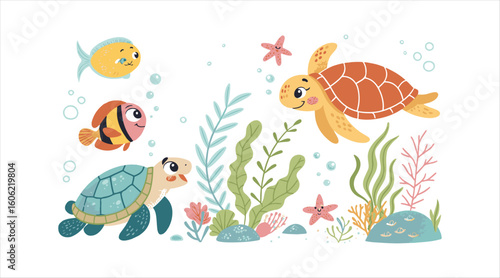 Selection of bright underwater design motifs