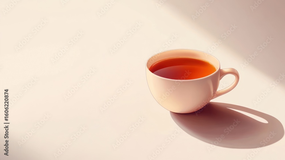 Fototapeta premium Cream Teacup, Sunlight, Minimalist Still Life