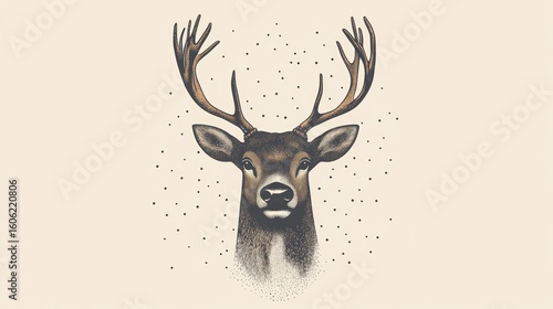 Wallpaper Mural Deer portrait, winter scene, artistic style, graphic design Torontodigital.ca