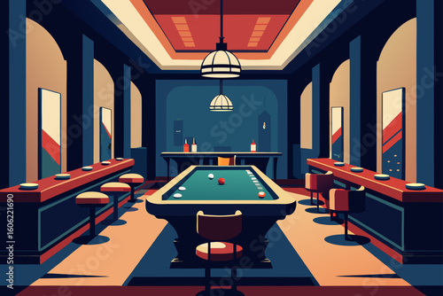 Stylish game room with pool tables and bar