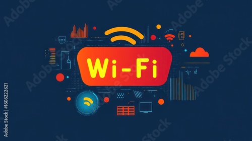Wireless connection graphic, network, technology,  connectivity, wifi, interface, symbols