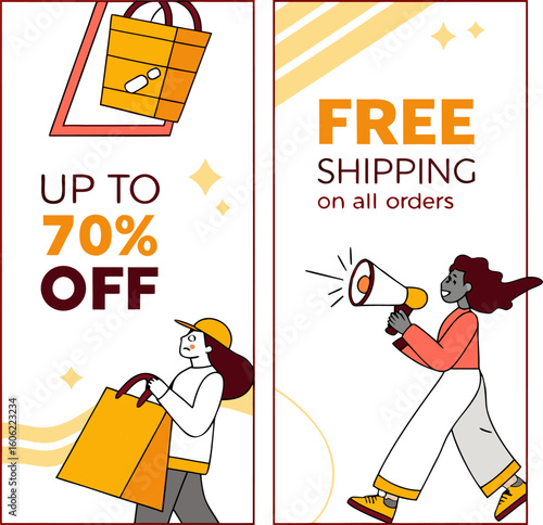Exciting sale announcement get up to 70 off and enjoy free shipping on all your orders today