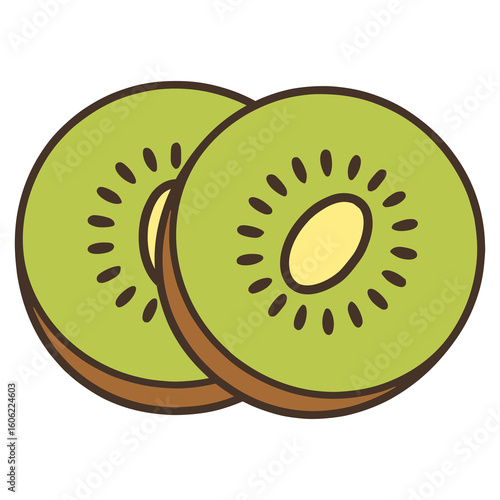 sliced fresh kiwi fruit nature healthy food flat color vector illustration template design