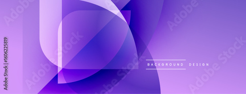 Abstract purple design features overlapping shapes. Gradient hues create modern, flowing visual effect. Minimalist style, clean composition.