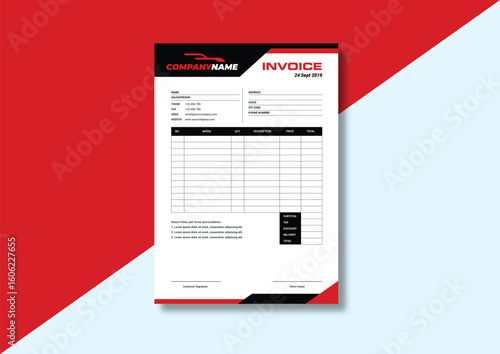 Solid Modern Red Invoice Template