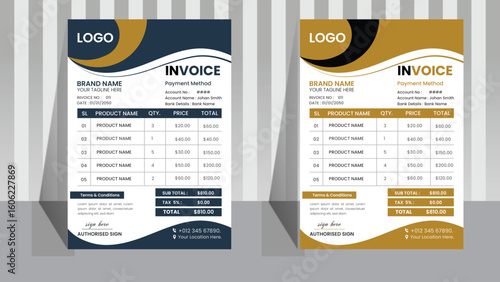 Golden color invoice design template | Premium Vector