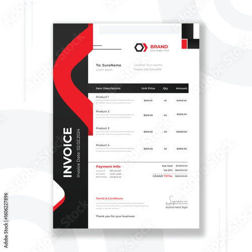 Invoice design template | Premium Vector
