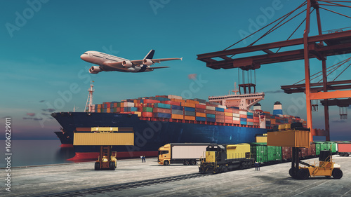 Принти на полотні Global Cargo Logistics at Modern Port Terminal
