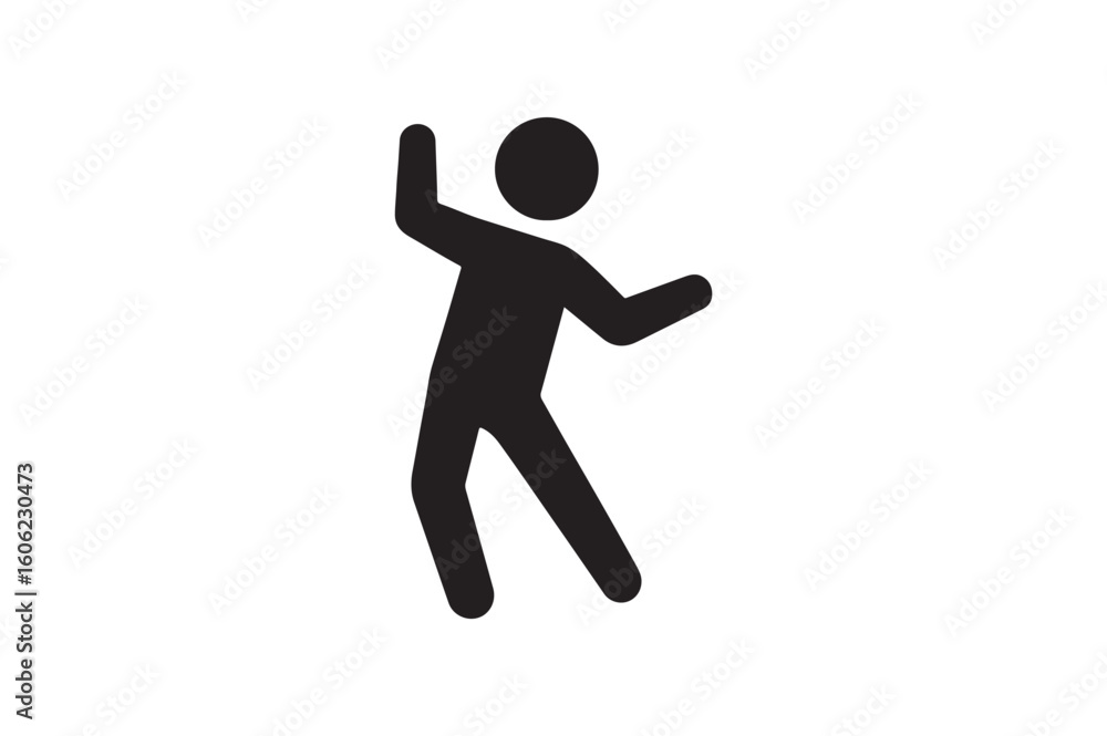 Dancing Person icon silhouette vector with white background Dancing Person icon silhouette vector with white background