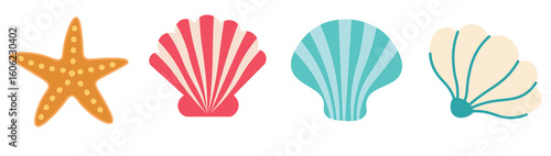 Illustration of four sea-themed designs on a white background