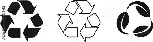 Recycle Arrows Icon Set, Eco Friendly Symbols, Circular Economy, Transparent Background