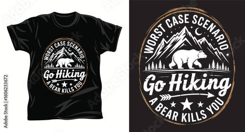 Hiking graphic t shirt design print.