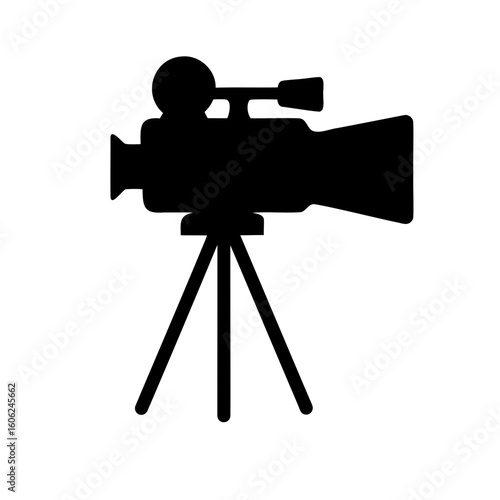 Movie camera vector silhouette, Camera black silhouette vector