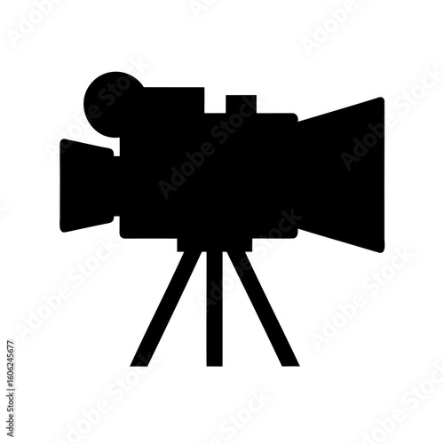 Movie camera vector silhouette, Camera black silhouette vector