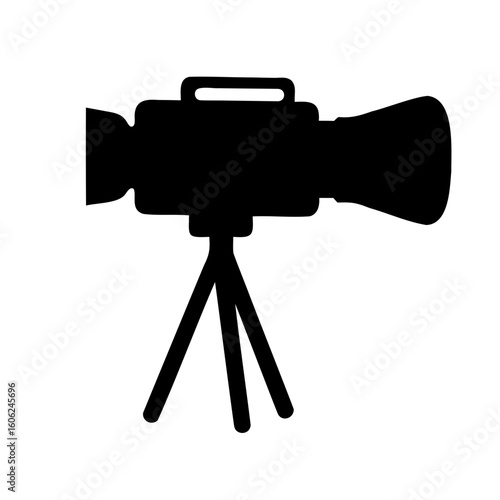 Movie camera vector silhouette, Camera black silhouette vector