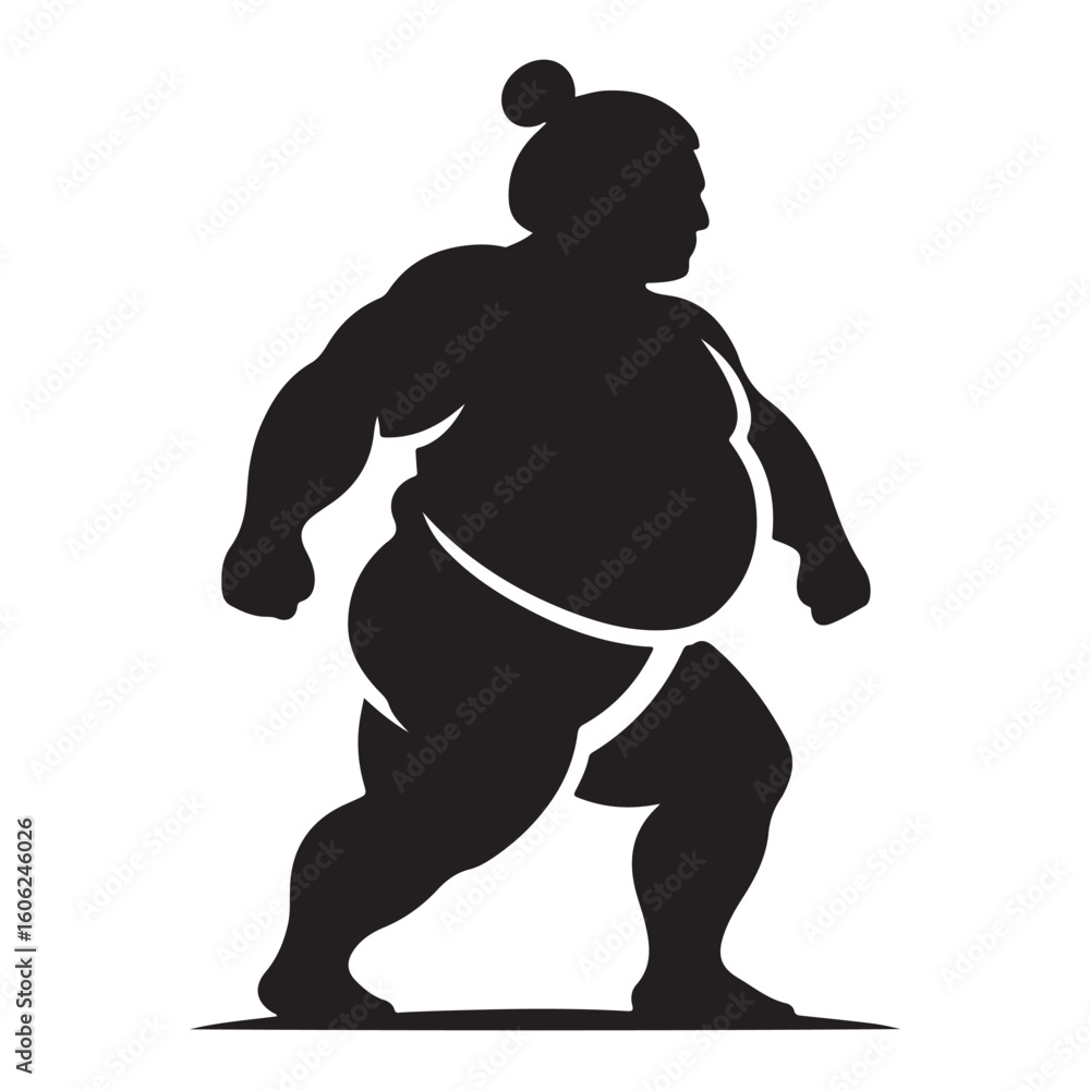 Fototapeta premium Powerful Sumo Wrestler Silhouette Ready for a Match