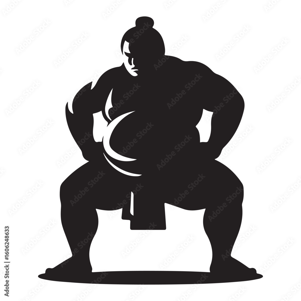 Fototapeta premium Powerful Sumo Wrestler Stance Silhouette for Strength Designs