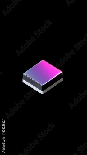 Isometric Electronic Component Featuring Violet Pink Gradient with Dark Gray Frame on Black