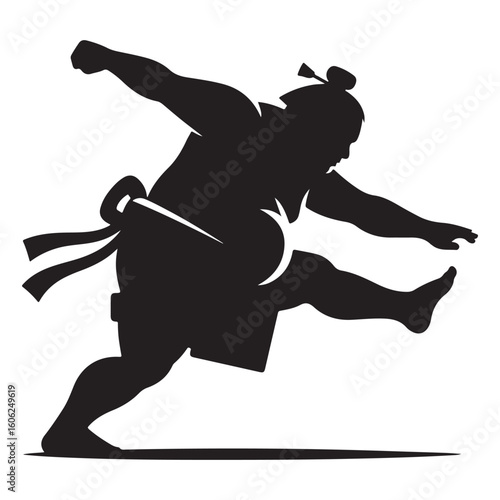 Sumo Wrestler Silhouette Illustration Powerful Martial Arts Stance