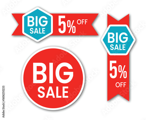 Sale Sticker Vector Set – Red Discount Tags, Starburst Labels, Price Badges for Shopping