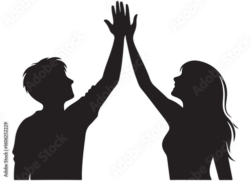 Silhouette of Team High Five Illustration For Collaboration Concepts