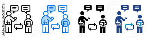 Interaction icon set multiple style collection