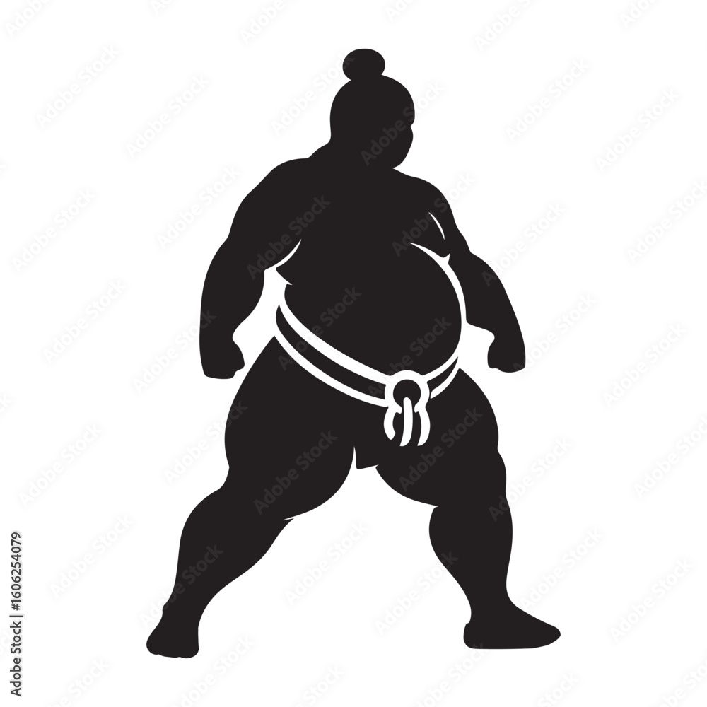 Fototapeta premium Powerful Sumo Wrestler Stance Silhouette Image for Martial Arts Design