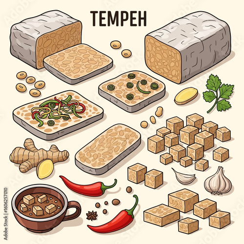 Tempeh Vector Pack with Ingredients