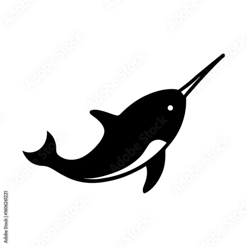 Cute sea creature narwhal vector graphic animal illustration silhouette