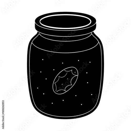 Preserve jar container with preserved fruit food illustration silhouette